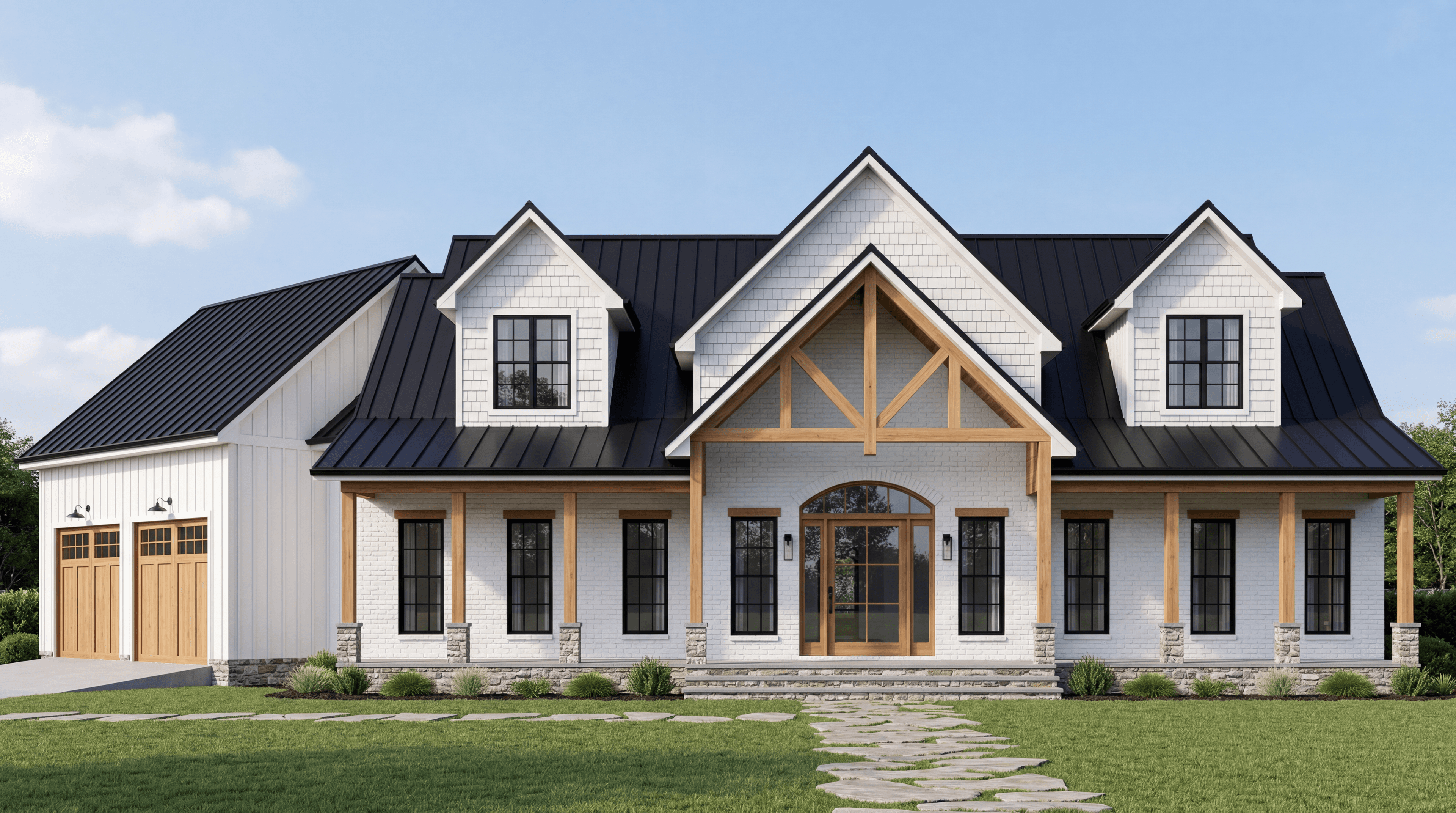 Modern Farmhouse House Plan | 3 Bed + Office + Flex Room, 3-Car Garage, 3200 sq ft,