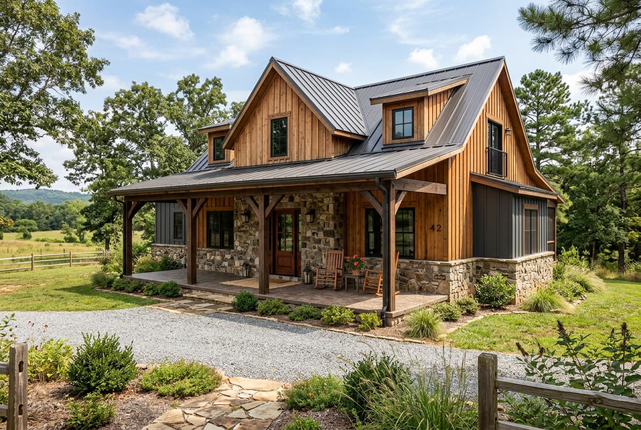 Rustic barndominium exterior